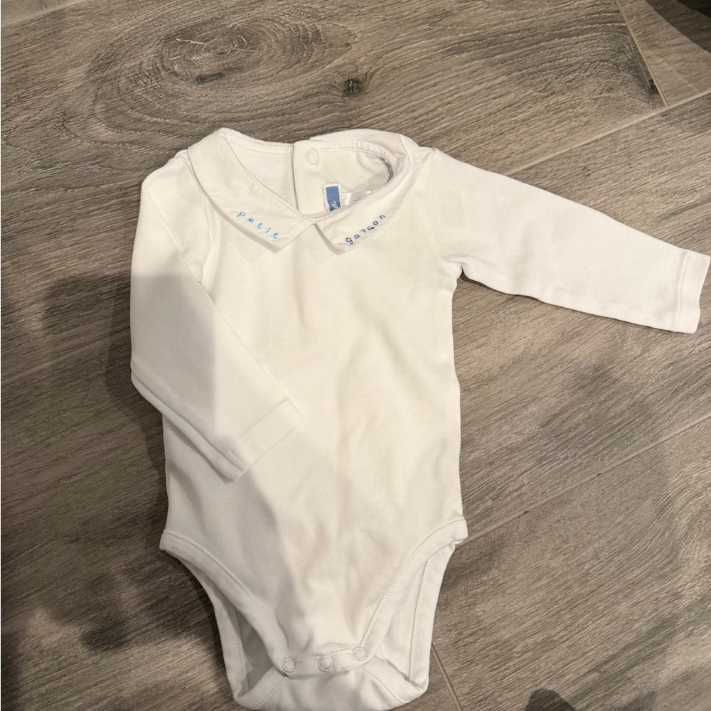 Jacadi White Long-Sleeve Baby One-Piece Bodysuit